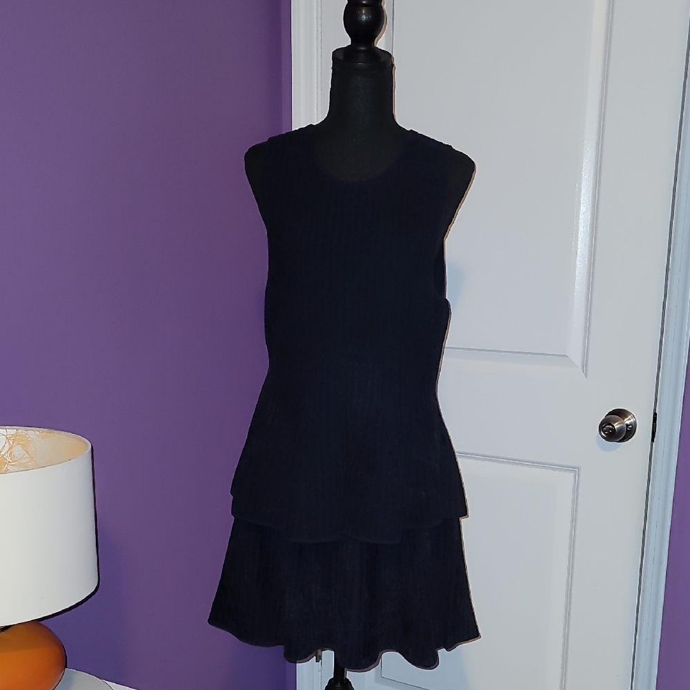 Ann Taylor Dark Navy 2 Piece Sleeveless Top And Mini Skirt Sz: L NWT